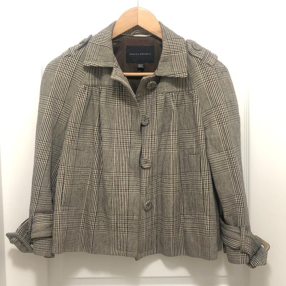 Banana Republic Plaid Pea Coat - Size XS - Picture 3 of 9